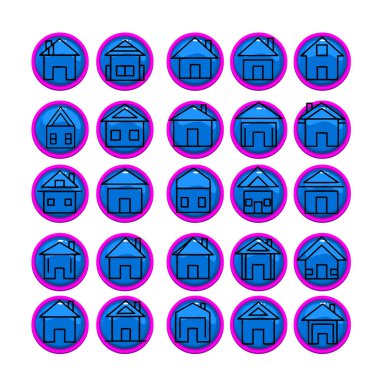 Çoklu Değişikliklerle Ev Şekli Simge Paketi