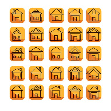 Çoklu Değişikliklerle Ev Şekli Simge Paketi