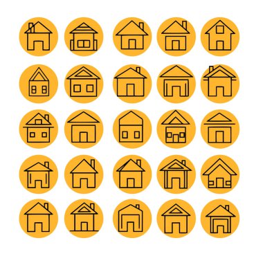 Çoklu Değişikliklerle Ev Şekli Simge Paketi