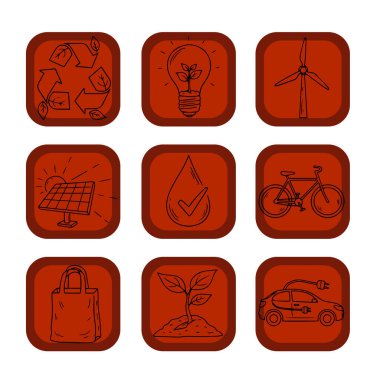 Çevresel ve Sürdürülebilirlik Tema Simgesi Paketi