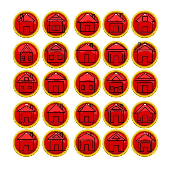 Çoklu Değişikliklerle Ev Şekli Simge Paketi