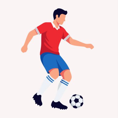 Düz Vektör Erkek Futbolcu Passing Ball Illustration