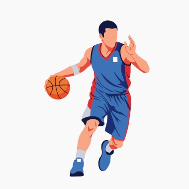 Düz Vektör Erkek Basketbolcu Salya akıtan Çizim