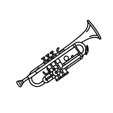 Trompet Siyah ve Beyaz Vektör İllüstrasyonu