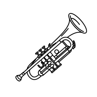 Trompet Siyah ve Beyaz Vektör İllüstrasyonu
