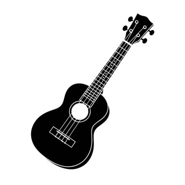 Ukulele Siyah ve Beyaz Vektör İllüstrasyonu