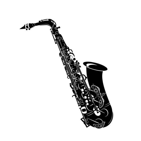 Черно-белый векторный дизайн саксофона