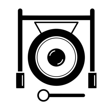 Gong Siyah ve Beyaz Vektör İllüstrasyonu