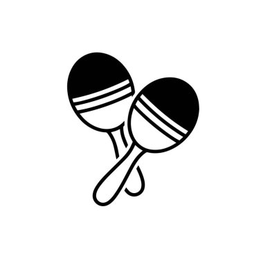 Maracas Siyah ve Beyaz Vektör İllüstrasyonu