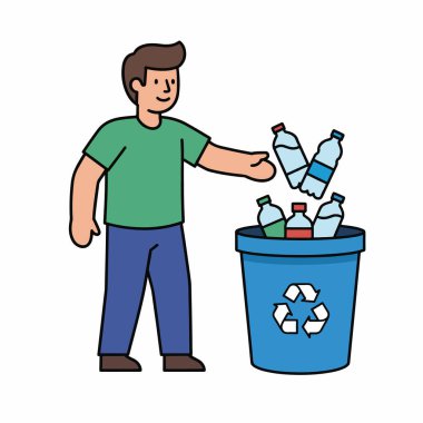 Geri Dönüşüm Etkinliği Düz Vektör İllüstrasyonu