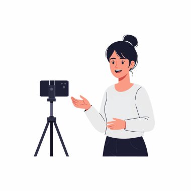 Nüfuz Edici Vlog Düz Vektör İllüstrasyonu