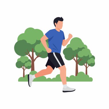 Park Düz Vektör İllüstrasyonunda Koşu