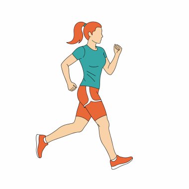 Açık havada Koşan Kadın Düz Vektör İllüstrasyonu