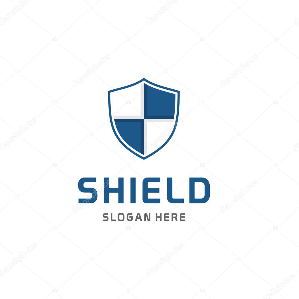 Shield logo template flat illustration, shielding icon, security and protector symbol isolated on white