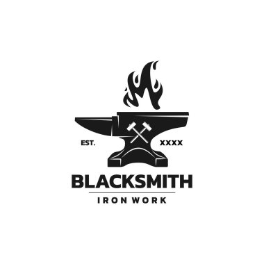 Demirci için ikon örs. Sembol demirci logosu. Silüet örsü imzala. Ağır endüstri. Tasarım ihtiyacınız, logonuz, illüstrasyonunuz, animasyonunuz vs. için uygun.