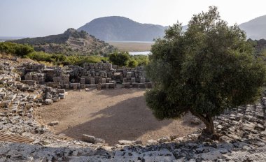 Türkiye 'deki Kaunos harabeleri. Eski Lycian harabeleri.
