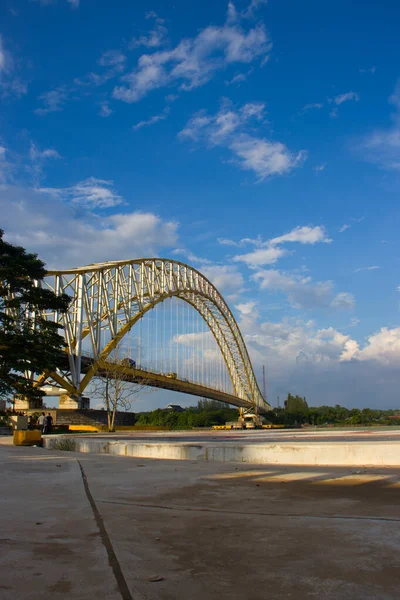 Tenggarong Wschodni Kalimantan Indonezja Czerwiec 2021 Most Miejski Tenggarong — Zdjęcie stockowe