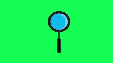 Hareket eden bir büyüteçin, yeşil arkaplanda yüzen bir görüntüsü. İllüstrasyon için iyi bir şey.