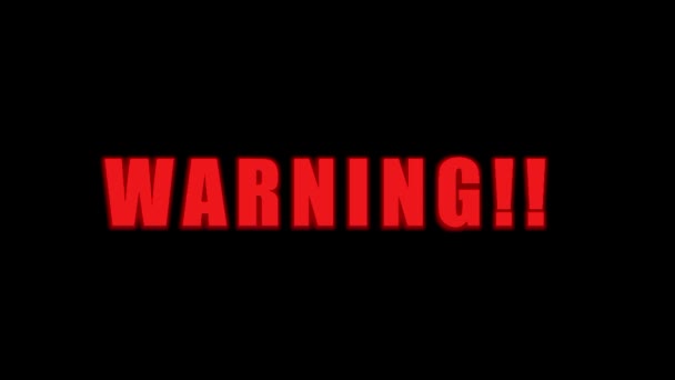Migający Neon Ostrzeżenie Wideo Tekstowe Dobre Ilustracji Znaków Niebezpiecznych — Wideo stockowe