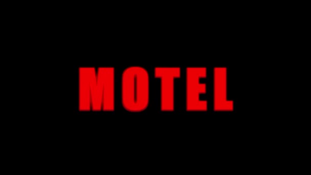 Video Motel Text Neon Roșu Fundal Negru — Videoclip de stoc