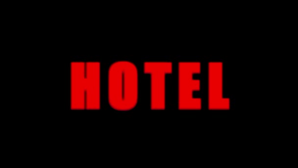 Video Motel Text Neonrot Auf Schwarzem Hintergrund — Stockvideo