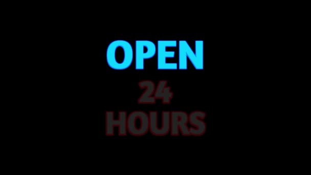 Video Neon Dari Kata Kata Open Hours Berkedip Bergantian Pada — Stok Video
