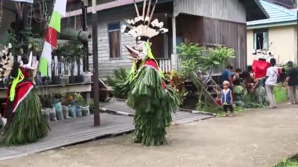 West Kutai East Kalimantan Indonesien Oktober 2022 Dayak Hudoq Dansare — Stockvideo