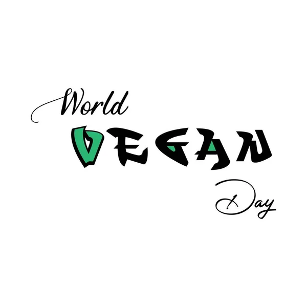 Heureux Monde Vegan Jour Salutations Sur Fond Blanc — Image vectorielle