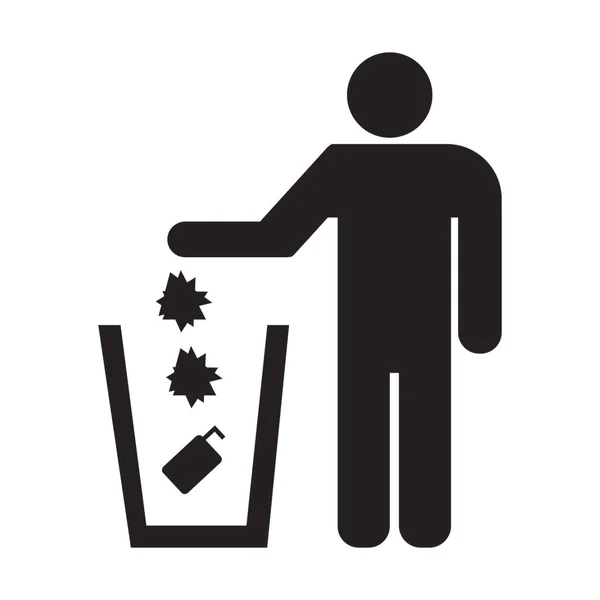 Ícone Plano Jogar Lixo Seu Lugar Mantê Limpo — Vetor de Stock