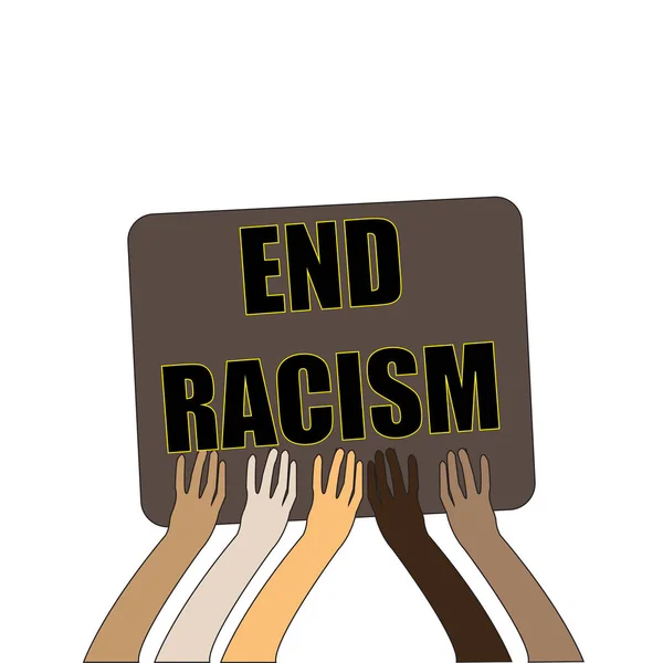 End Racism Összetartó Kezek — Stock Vector