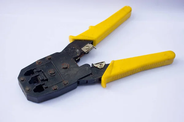 Yellow Crimping Pliers White Background — Stock Photo, Image