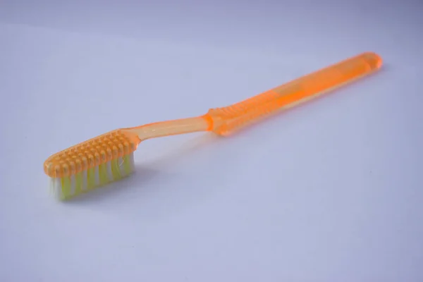 Escova Dentes Usada Fundo Cinza — Fotografia de Stock