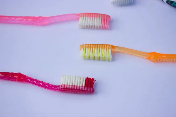 Χρησιμοποιημένη Οδοντόβουρτσα Γκρι Φόντο — Φωτογραφία Αρχείου