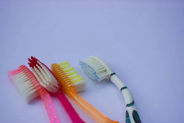 Used Toothbrush Gray Background — Stock Photo, Image