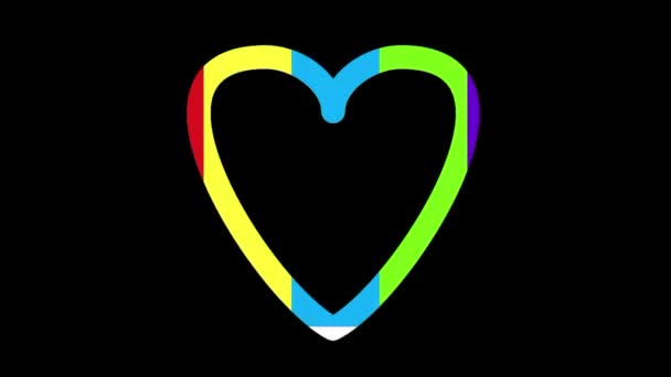 Siyah Arkaplanda Izole Edilmiş Renkli Neon Işıklı Kalp Simgesi — Stok video