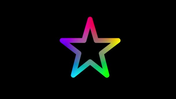 Barevné Neonové Hvězdy Znamení Černém Pozadí — Stock video