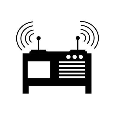 Kablosuz verici simgesi. Mobil, ui, web için vektör illüstrasyon, renk ve siyah kablosuz taşıyıcı vektör ikonu tasarımını ayarla