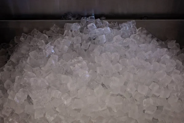 Pile Ice Cubes Metal Sink Stockfoto