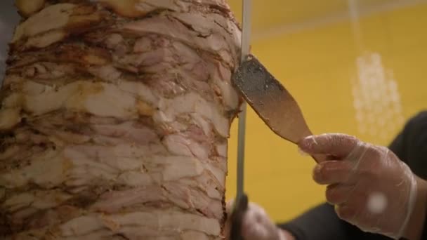 Proces Tvorby Fast Foodu Ulici Shawarma Pita Doner Kebab — Stock video