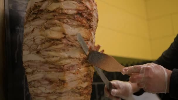 Processo Creazione Fast Food Strada Shawarma Pita Kebab Doner — Video Stock
