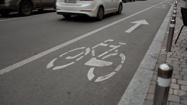 Carriles Especiales Para Ciclistas Carriles Bici Asignados Por Gobierno Ciudad — Vídeos de Stock