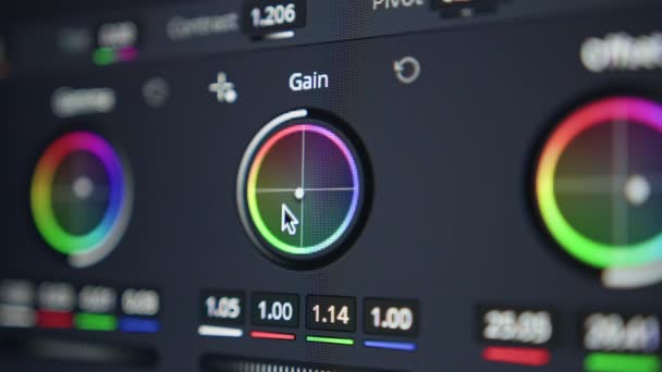 色彩校正程序是色彩变化的过程 电脑屏幕 — 图库视频影像