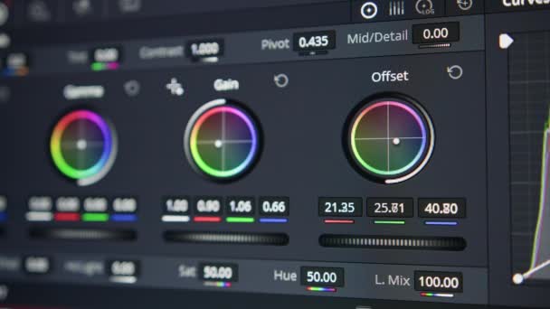 色彩校正程序是色彩变化的过程 电脑屏幕 — 图库视频影像