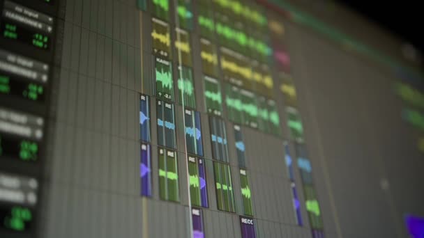 Sekwencer Muzyczny Korektor Pracy Proces Tworzenia Muzyki Komputerze Ekranie — Wideo stockowe