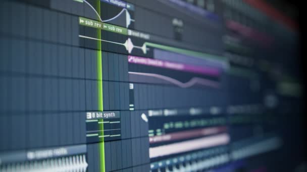 Sequenciador Música Playhead Move Longo Faixa Música Processo Criação Música — Vídeo de Stock