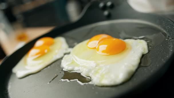 Dapur Profesional Koki Memasak Orak Arik Telur Panci — Stok Video