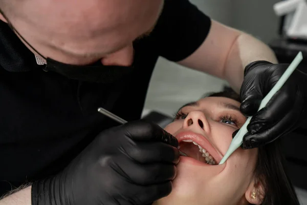Examen Dentaire Des Dents Patient — Photo