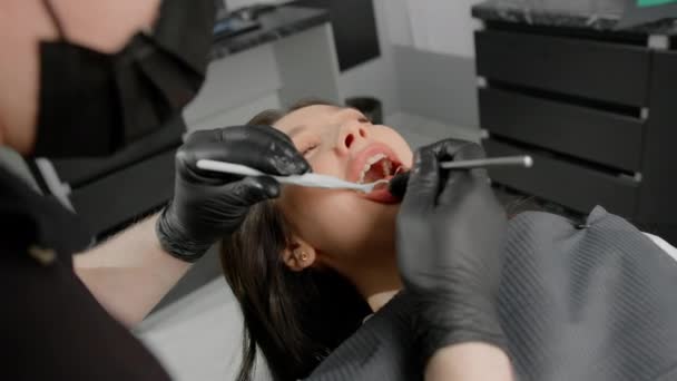 Odontoiatria Esame Dei Denti Del Paziente — Video Stock