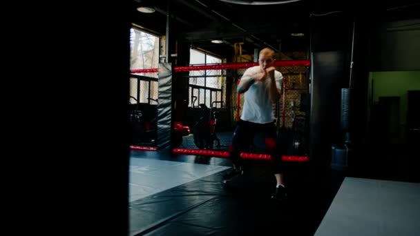 Muž Boxer Trénink Fit Muž Dělá Boxerské Tělocvična Mladý Muž — Stock video