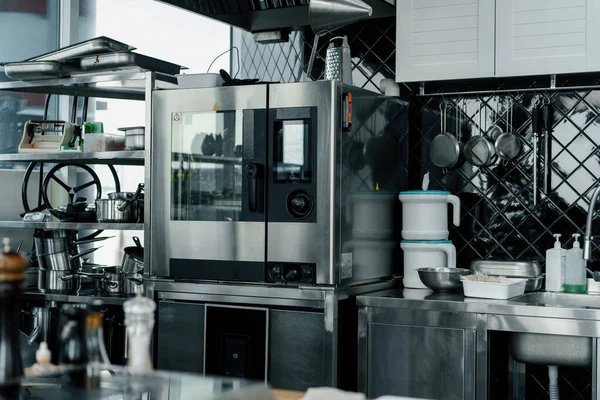 Коммерческая Пустая Современная Кухня Кафе Ресторане Кухонное Оборудование — стоковое фото